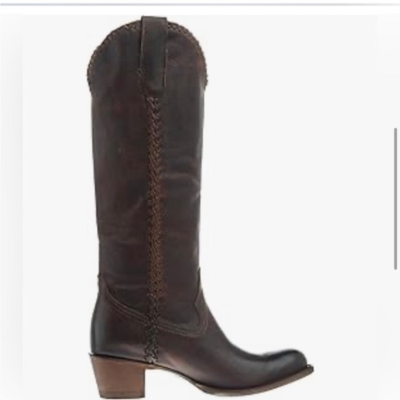 Lane‎ Plain Jane cognac western whipstitch cowgirl cowboy knee hi Boots size 9.5 - Picture 11 of 16